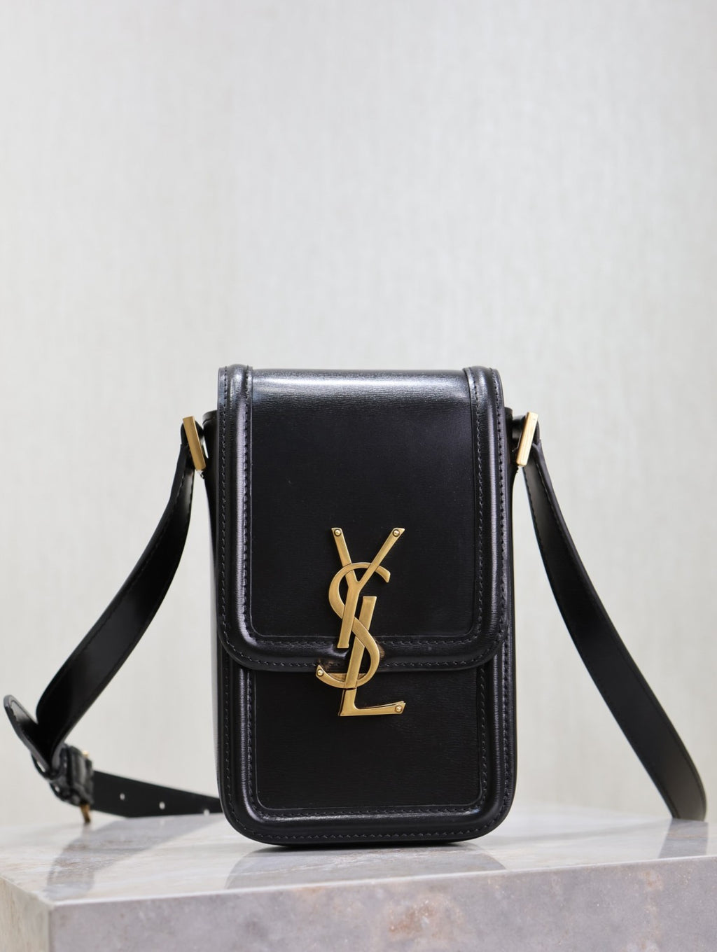 SAINT LAURENT SOLFERINO Mini Bag Women's Fashion Classic Black Leather Crossbody Bag with Gold Buckle and Adjustable Strap Bags 753963BWR0W1000 #78744