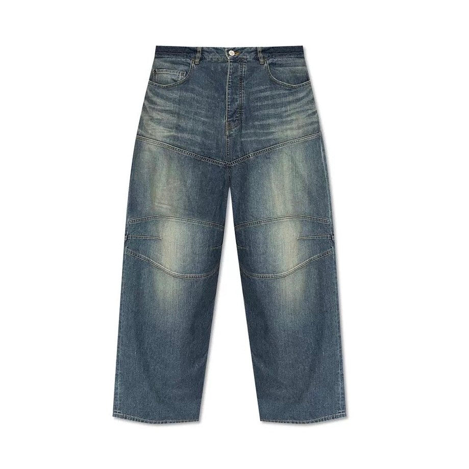 Balenciaga Men's Four Seasons Baggy Wide Leg Pants Zipper Solid Color Casual Denim Jeans Ngvp #9939