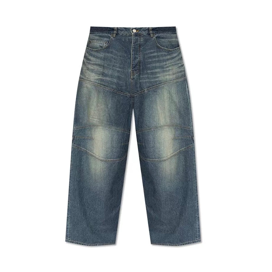 Balenciaga Men's Four Seasons Baggy Wide Leg Pants Zipper Solid Color Casual Denim Jeans Ngvp #9939