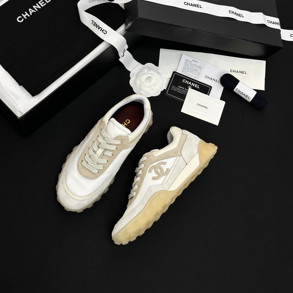 CHANEL Sneakers Mixed Fibers Suede Calfskin Calfskin #380548