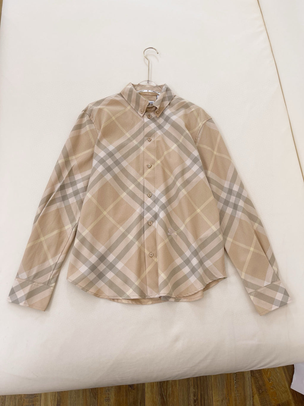 Burberry Men's and Women's Spring/Autumn Check Print Flip Lapel Single Breasted Long Sleeve Shirt #99158
