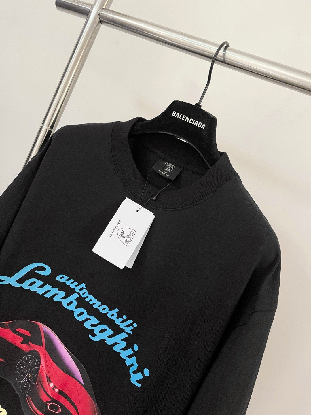 Balenciaga x Lamborghini Men's And Women's Summer Car Printing Round Neck Cotton Short Sleeve T-Shirt #71838