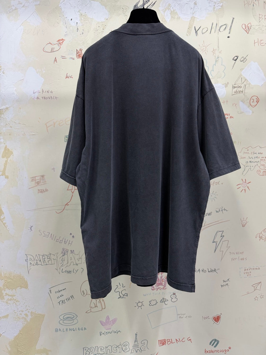Balenciaga Top-quality Version Washed Crayon Loop T-shirt Medium Fit #336944