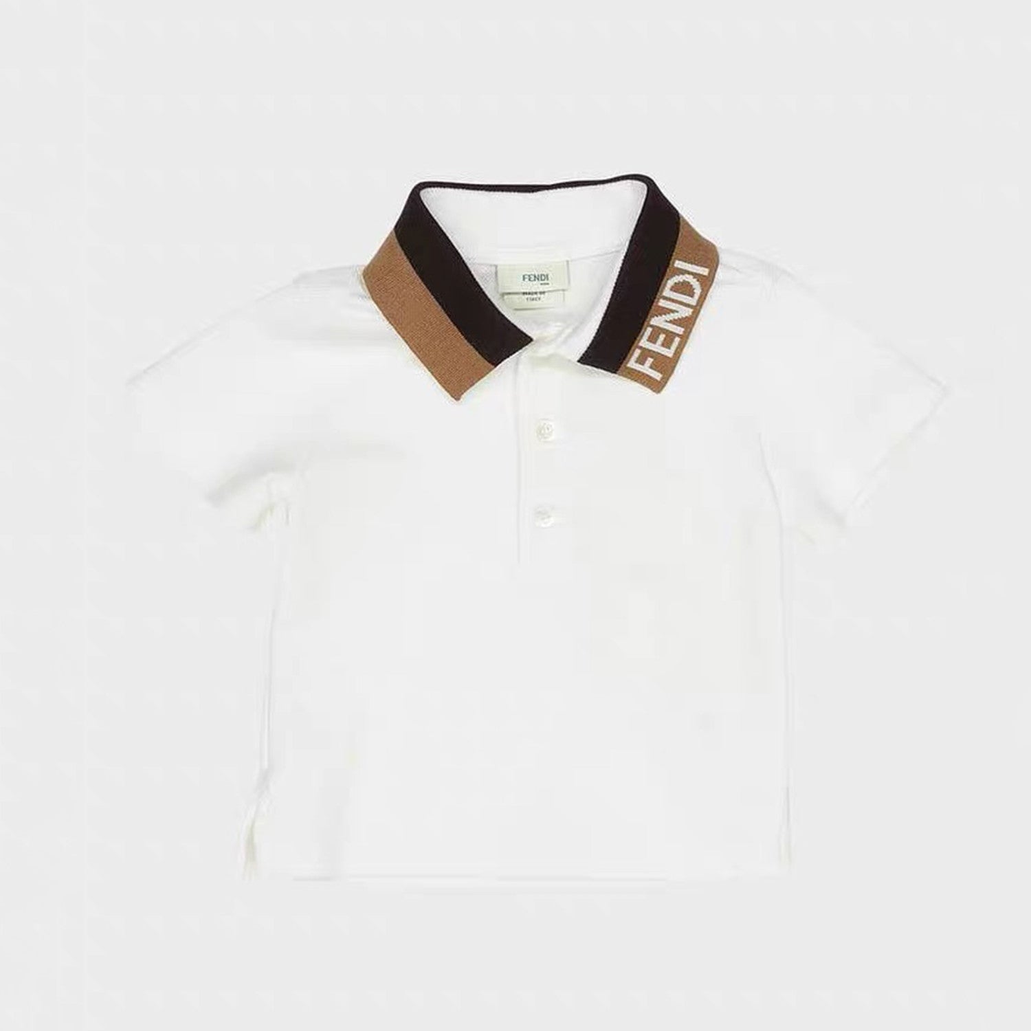 Fendi Kid's Summer Fashion Solid Color Lapel Printed Casual Short-Sleeved Polo Shirt #31264