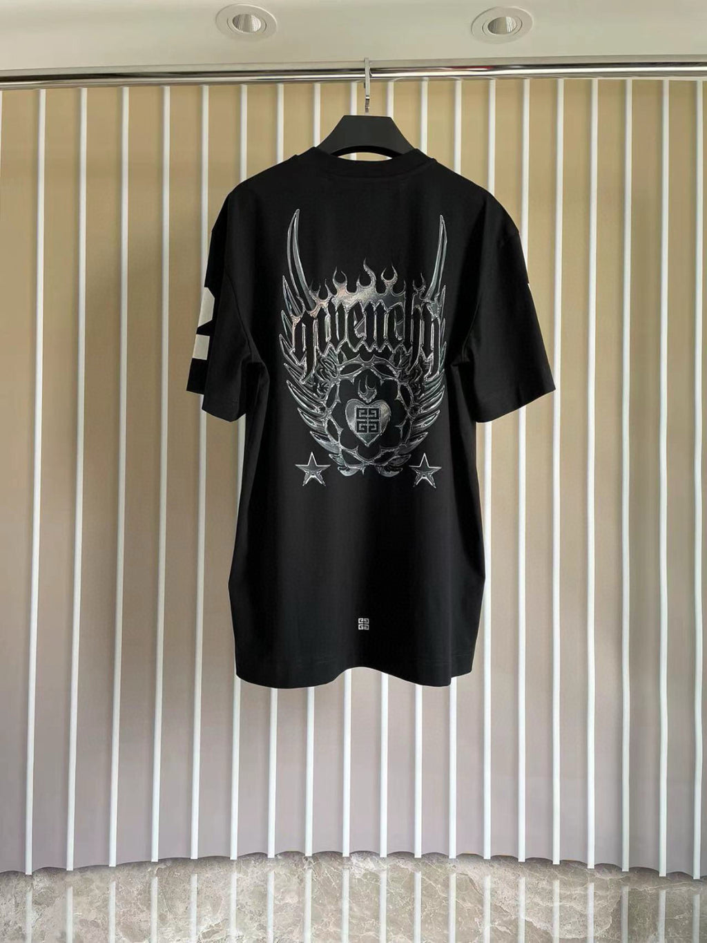 Givenchy Men's Summer Black Graffiti Logo Round Neck Cotton Short Sleeve T-Shirt #97882