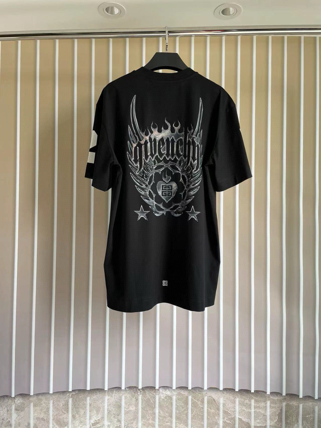 Givenchy Men's Summer Black Graffiti Logo Round Neck Cotton Short Sleeve T-Shirt #97882