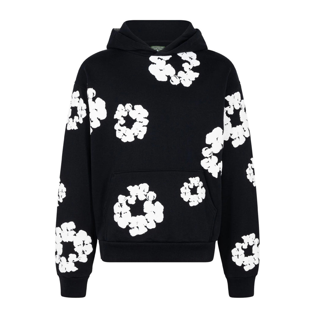 Denim Tears Men's Women's Spring & Autumn Floral Print Pocket Long Sleeve Solid Color Fit Cotton Hooded Sweatshirt Ngvp #8853