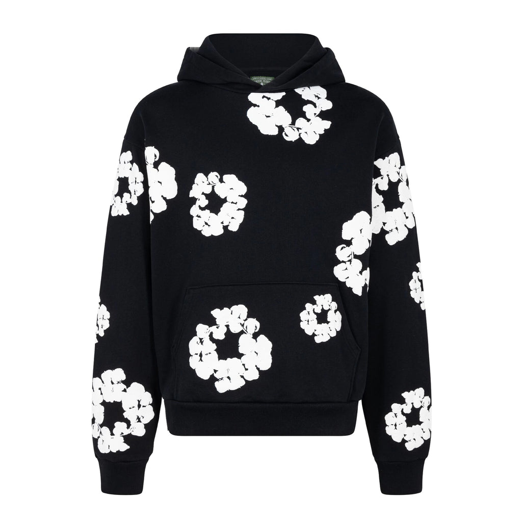 Denim Tears Men's Women's Spring & Autumn Floral Print Pocket Long Sleeve Solid Color Fit Cotton Hooded Sweatshirt Ngvp #8853