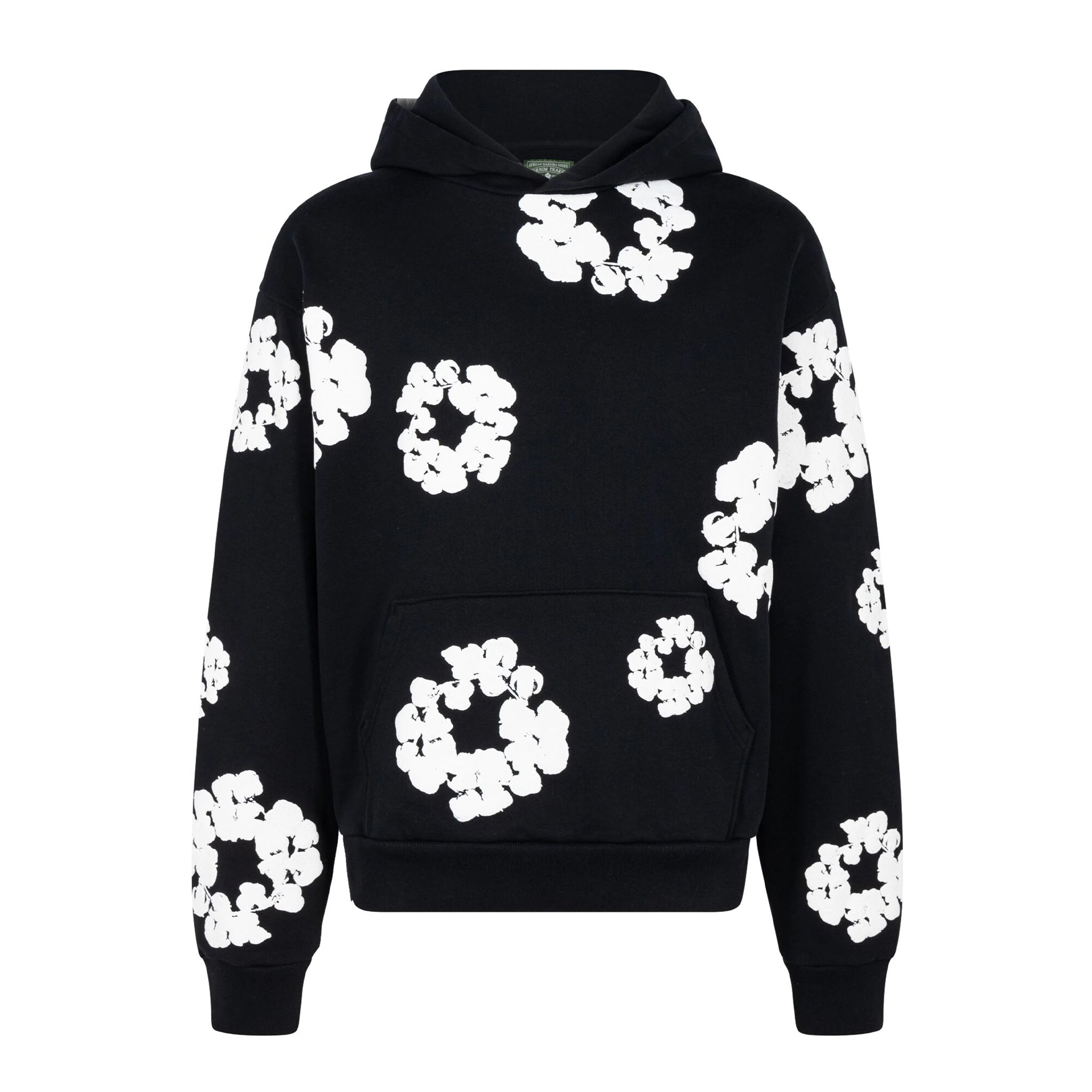 Denim Tears Men's Women's Spring & Autumn Floral Print Pocket Long Sleeve Solid Color Fit Cotton Hooded Sweatshirt Ngvp #8853