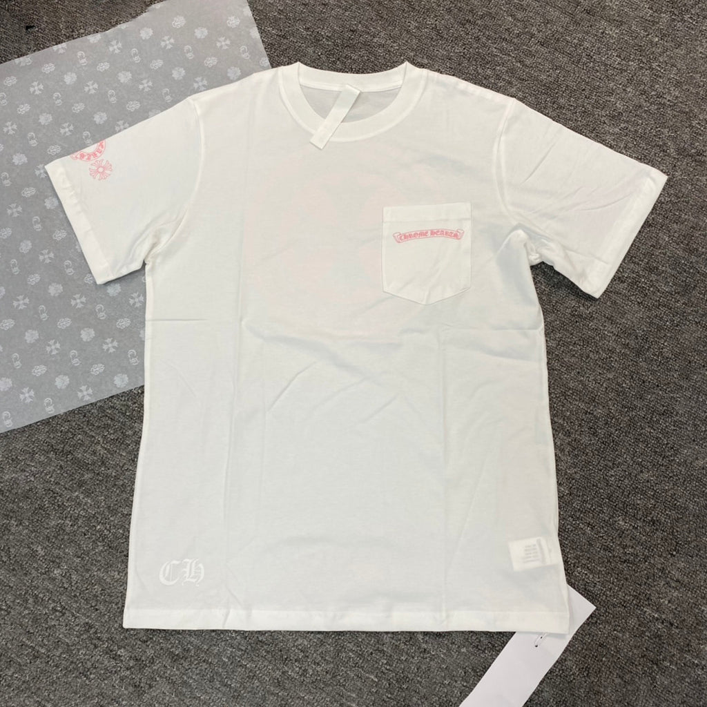 Chrome Hearts Men's and Women's Summer Solid Color Printed Round Neck Cotton Short Sleeve T-Shirt #77935