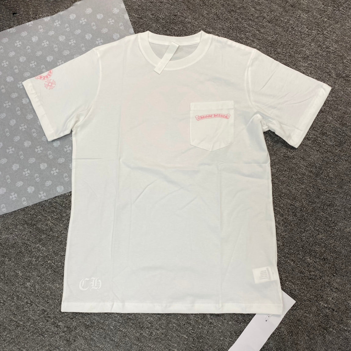 Chrome Hearts Men's and Women's Summer Solid Color Printed Round Neck Cotton Short Sleeve T-Shirt #77935