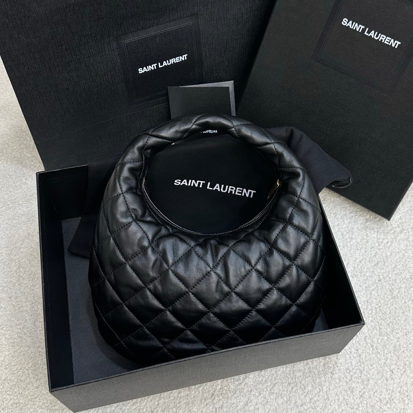 Saint Laurent ICARINO Quilted Nappa Leather Handbag ROSÉ Same Style Half-Moon Bag #332811