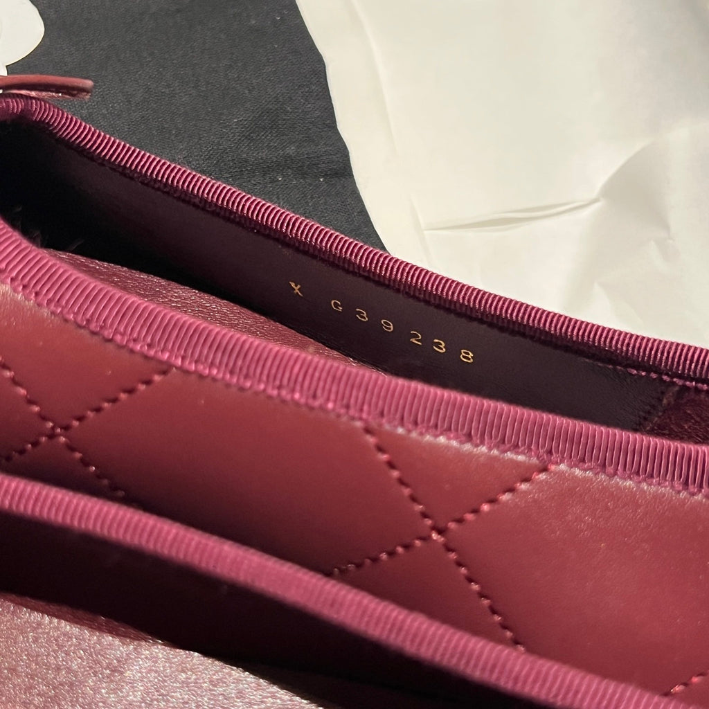 CHANEL Ballet Flats Lambskin Burgundy Light Blue #386254