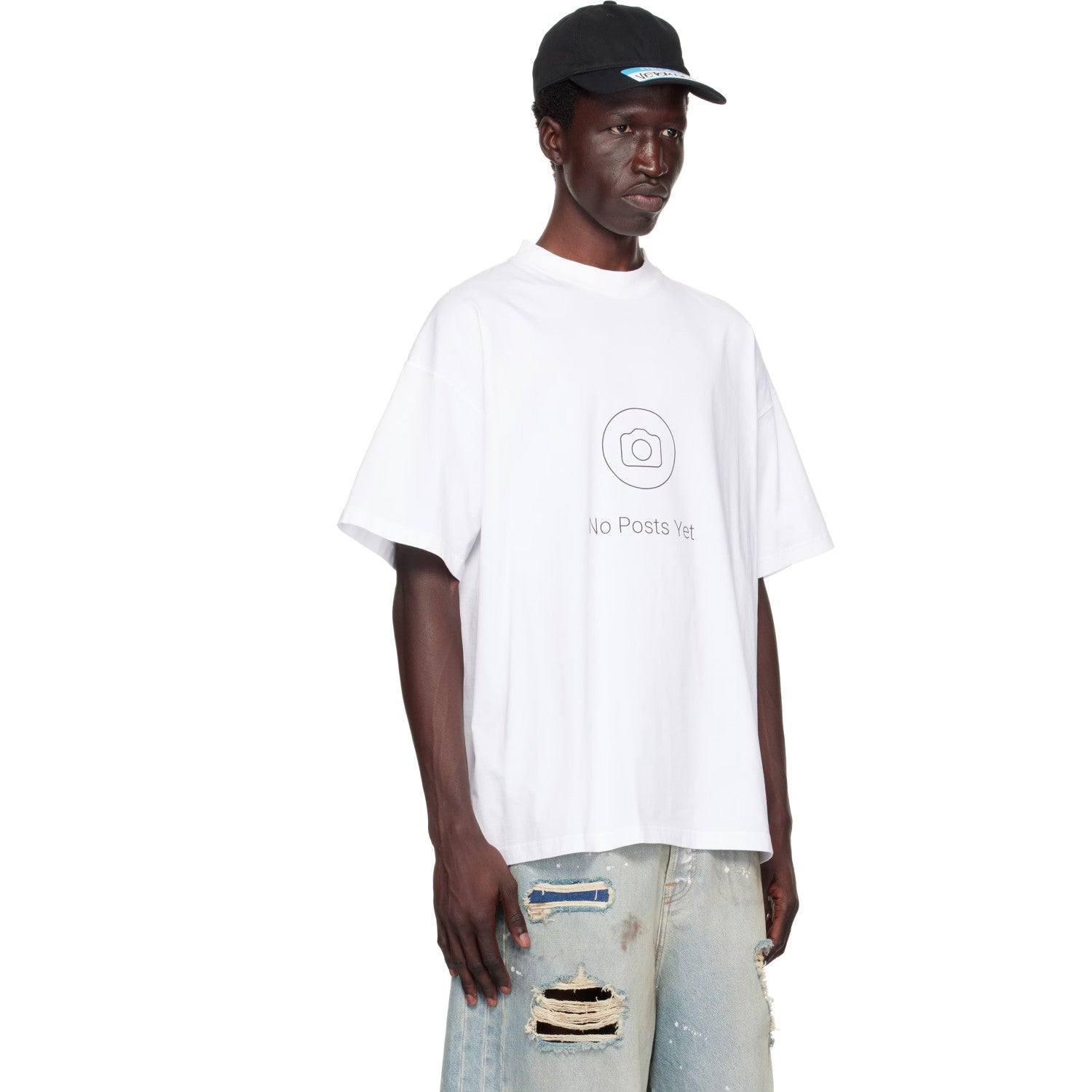 Vetements Spring And Summer Men'S Black And White Printed T-Shirt Fashion High Street Trend Round Neck Short Sleeve Loose Casual T-Shirt Ngvp #1581