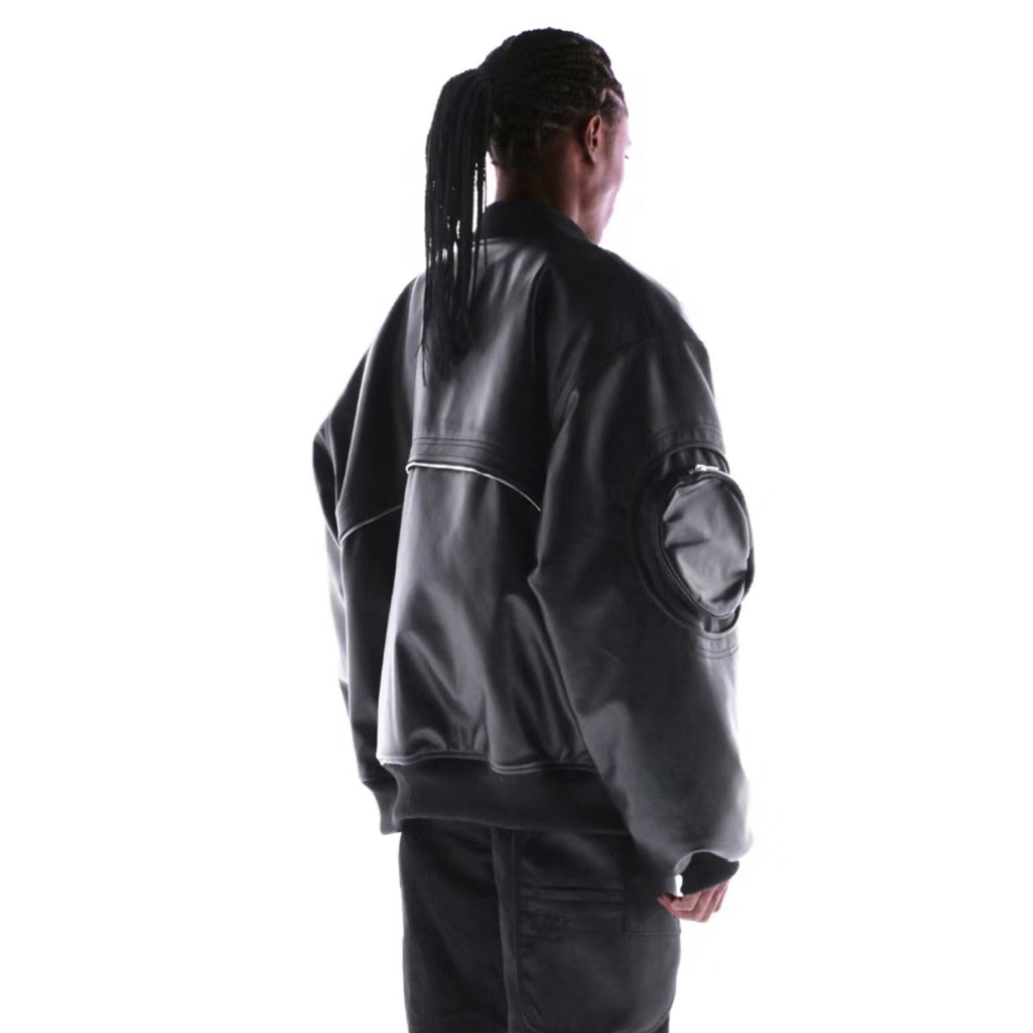 Far archive Autumn And Winter Black Men's Leather Jacket Zipper Fashion High Street Trend Zipper Pocket Jacket #81393