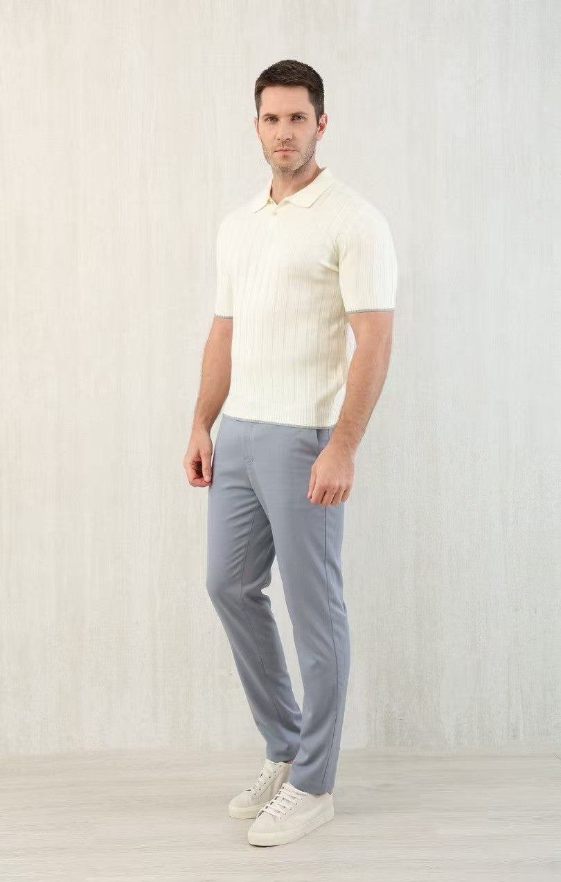 Brunello Cucinelli Men's Spring And Summer Solid Color Lapel Fitted Short Sleeve Polo Shirt Ngvp #1447