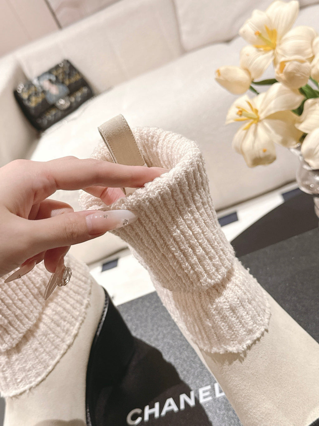 Chanel Knitted Socks High Heel Boots #335028