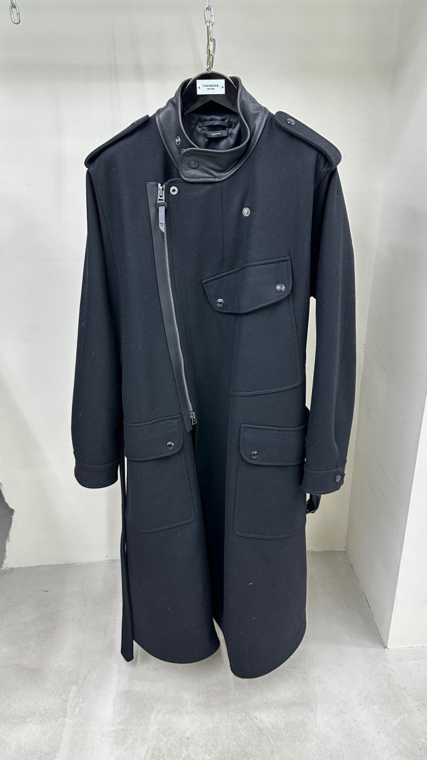 Tom Ford Solid Color Slanted Zipper Long Coat Ngvp #6779