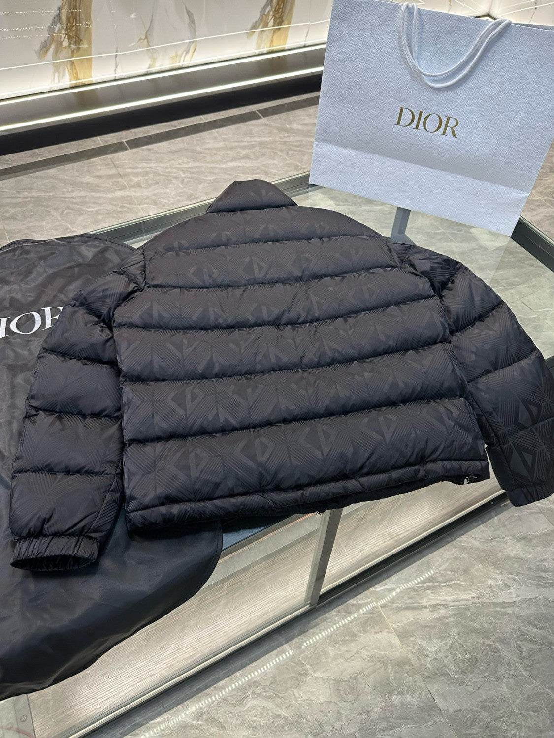 Dior Men's Fall/Winter Stand-Up Collar Logo All-Over Print Zipper Solid Color Casual Long-Sleeve Warm Puffer Down Jacket #81528