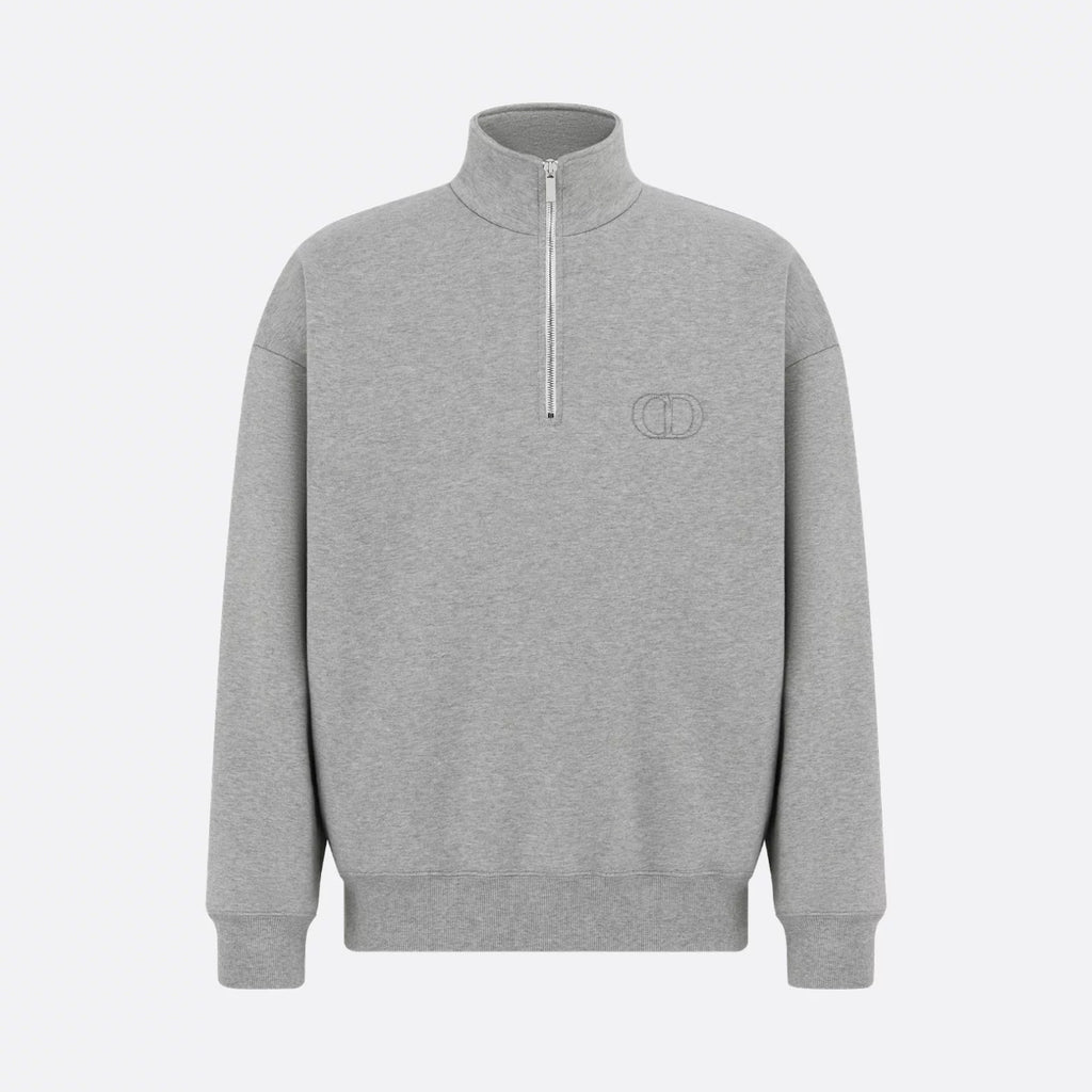 Dior Men's Spring/Autumn Solid Color Cotton Qilong Embroidered Logo Half-Zip Long-Sleeved Sweatshirt and Casual Sports Pants Set Suit #77946