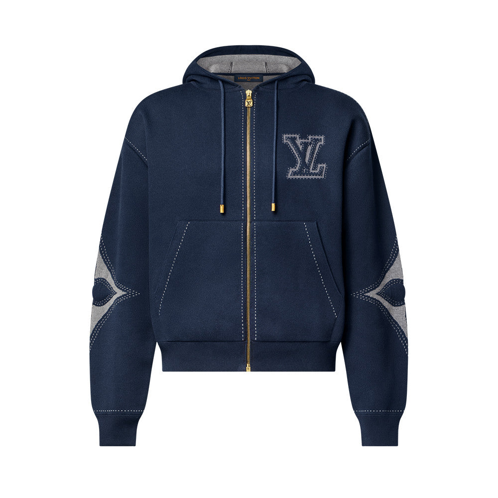 Louis Vuitton Graphic Intarsia Zipped Cotton Hoodie #334469