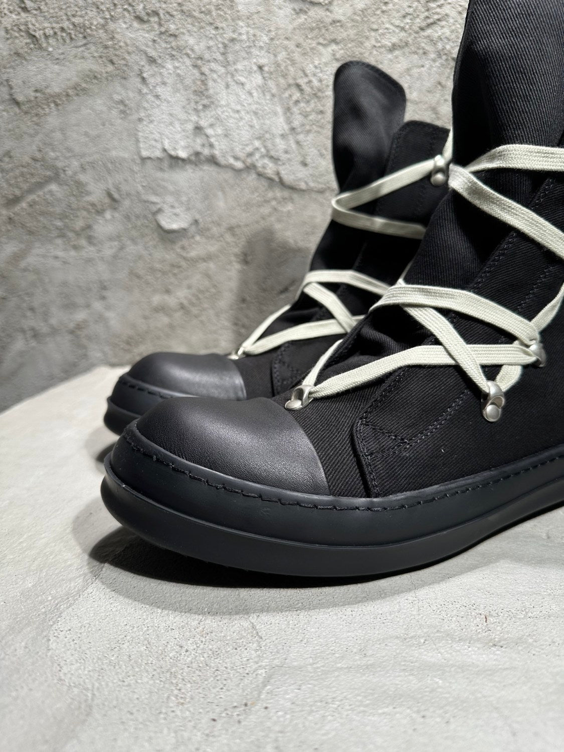 Rick Owens Men's Autumn And Winter Pentagram Round Toe Zipper Solid Color High Top Canvas Shoes Casual Shoes Ngvp #1535