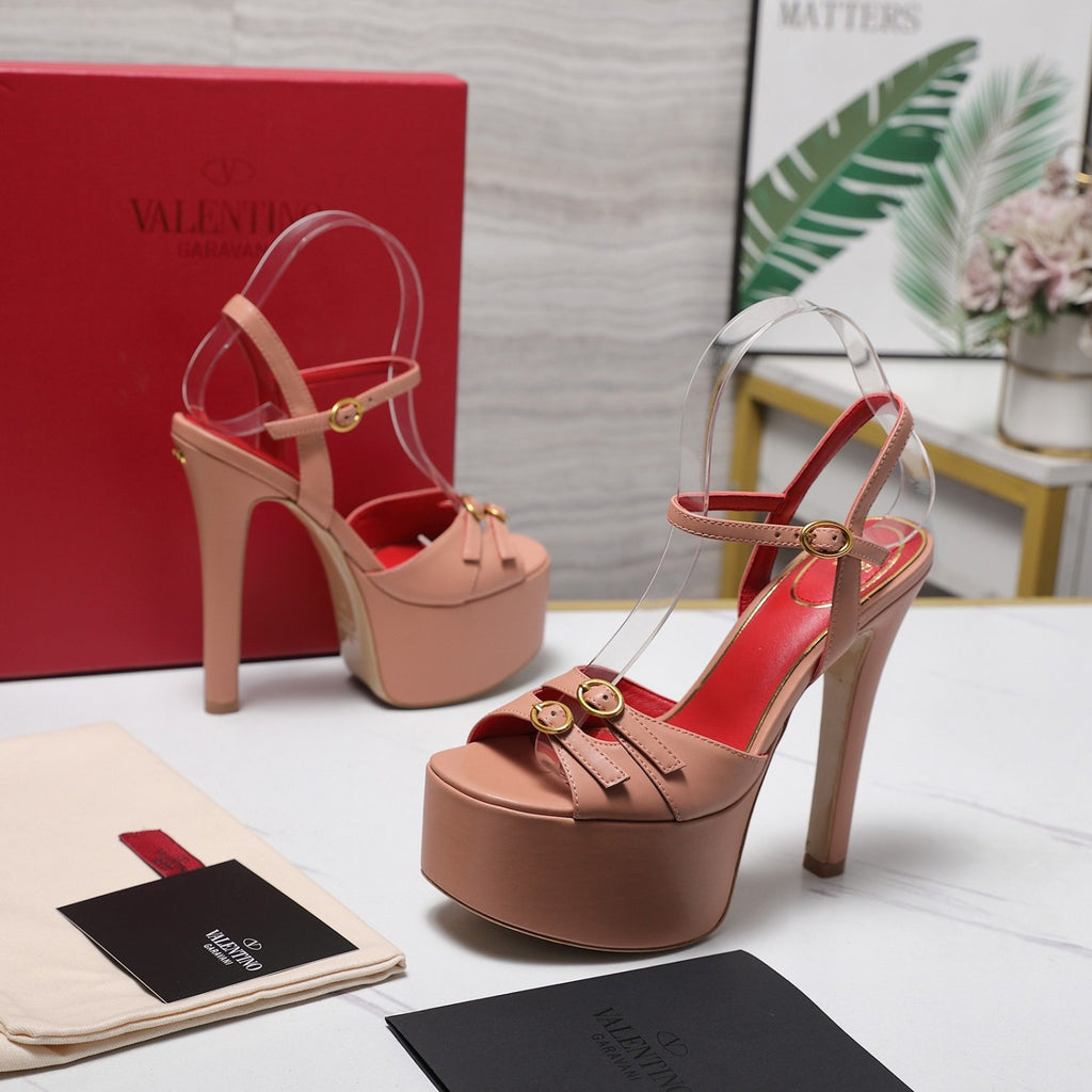 Valentino Round Toe Patent Leather High Heel Sandals 15.5CM #379994