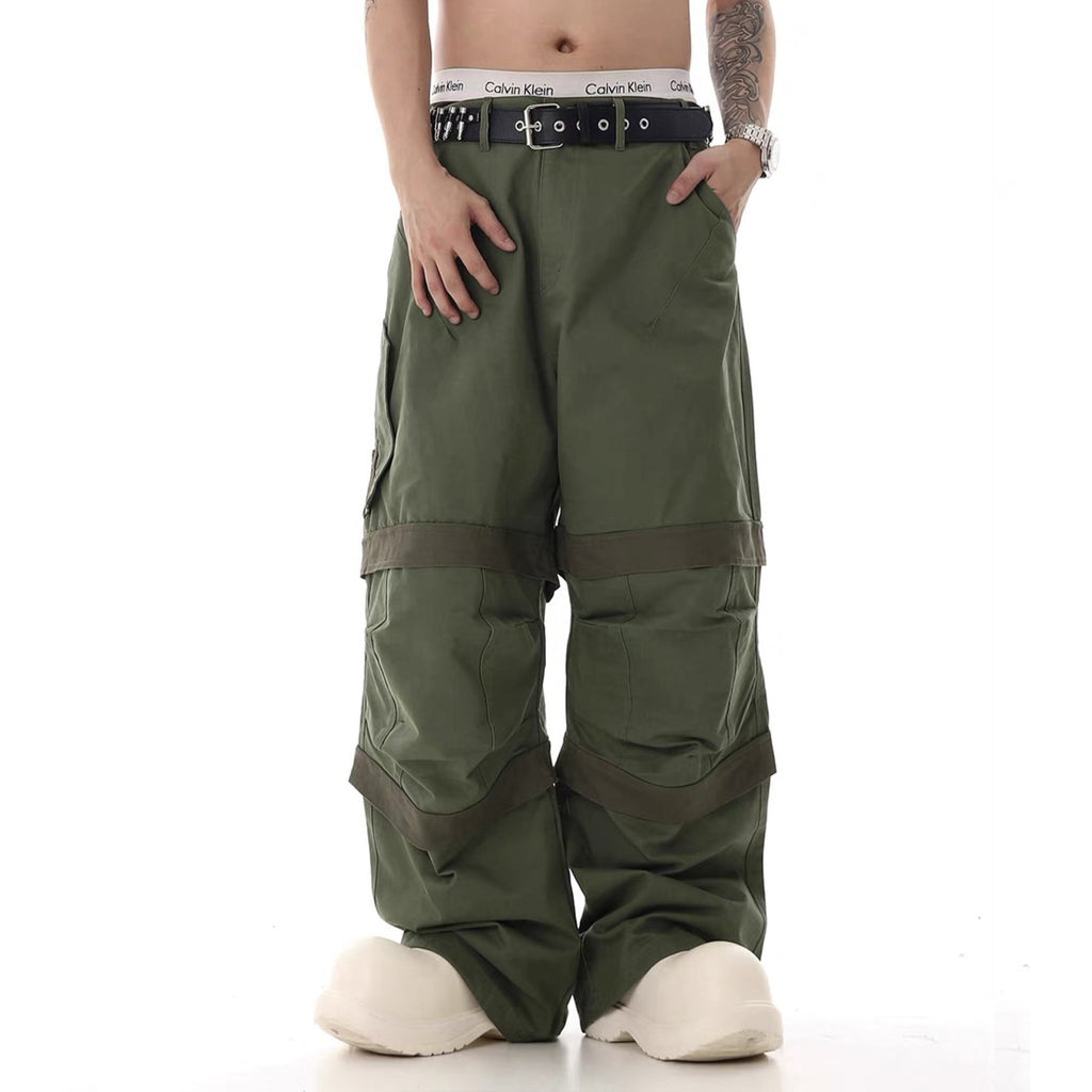 Far archive Men's Far Solid Color Paratrooper Pants Zipper Casual Multi-Pocket Loose Fit Work Pants Ngvp #7741