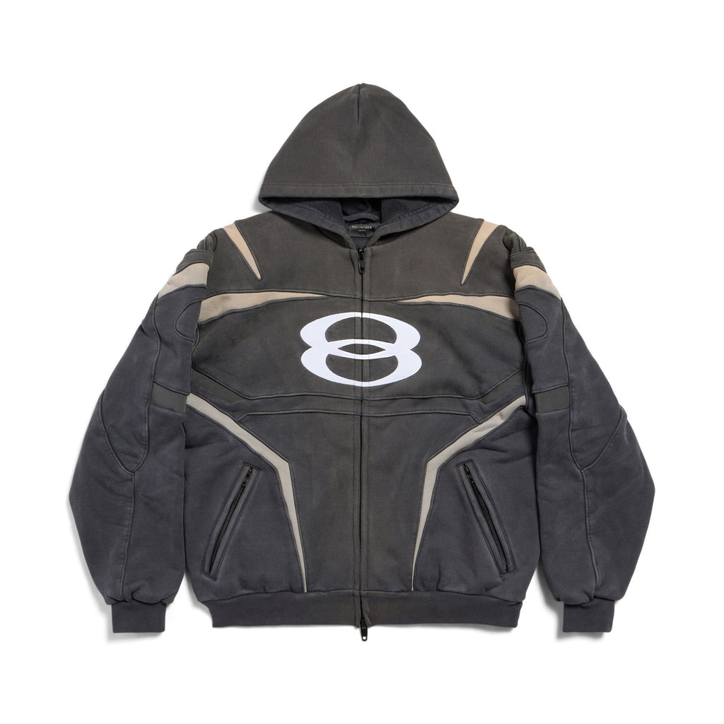 Balenciaga Men's Women's Spring And Autumn Unity Sports Icon Biker Black Zipper Loose Long Sleeve Hooded Sweatshirt Jacket Ngvp #9312