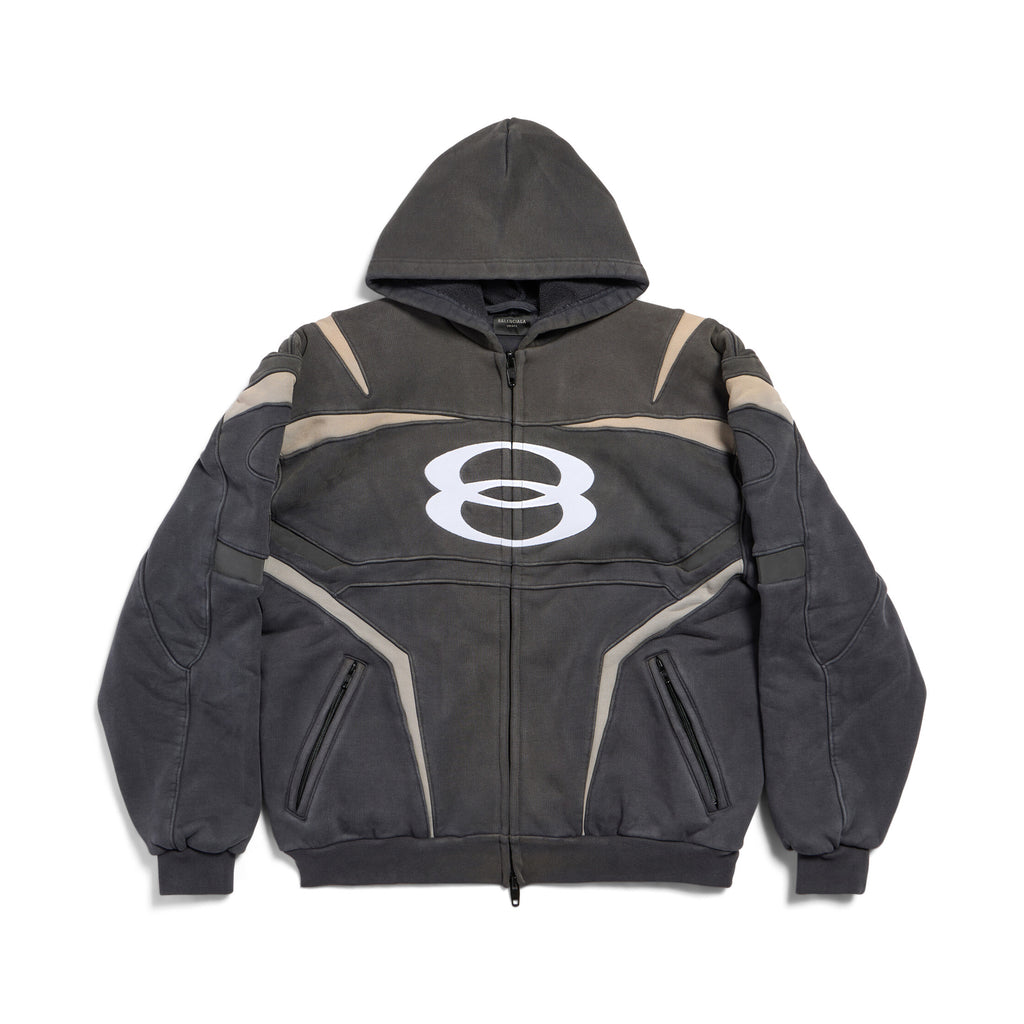 Balenciaga Men's Women's Spring And Autumn Unity Sports Icon Biker Black Zipper Loose Long Sleeve Hooded Sweatshirt Jacket Ngvp #9312