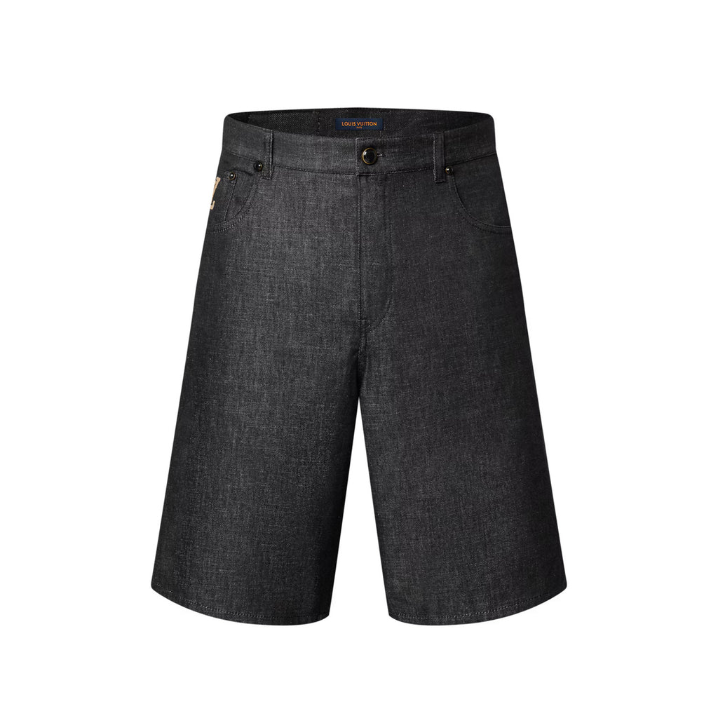 Louis Vuitton Men's Summer Plain Colour Denim Single Breasted Short Sleeved Shirt And Casual Shorts Set Suit #77766
