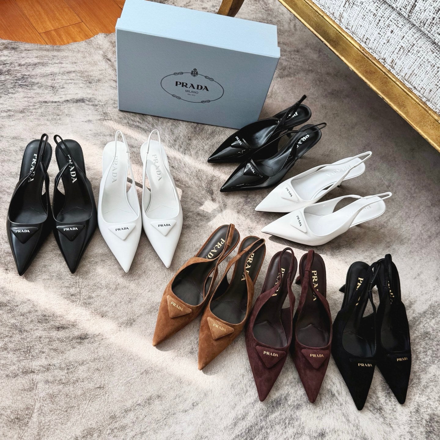 PRADA Suede Leather Slingback Pumps#388476