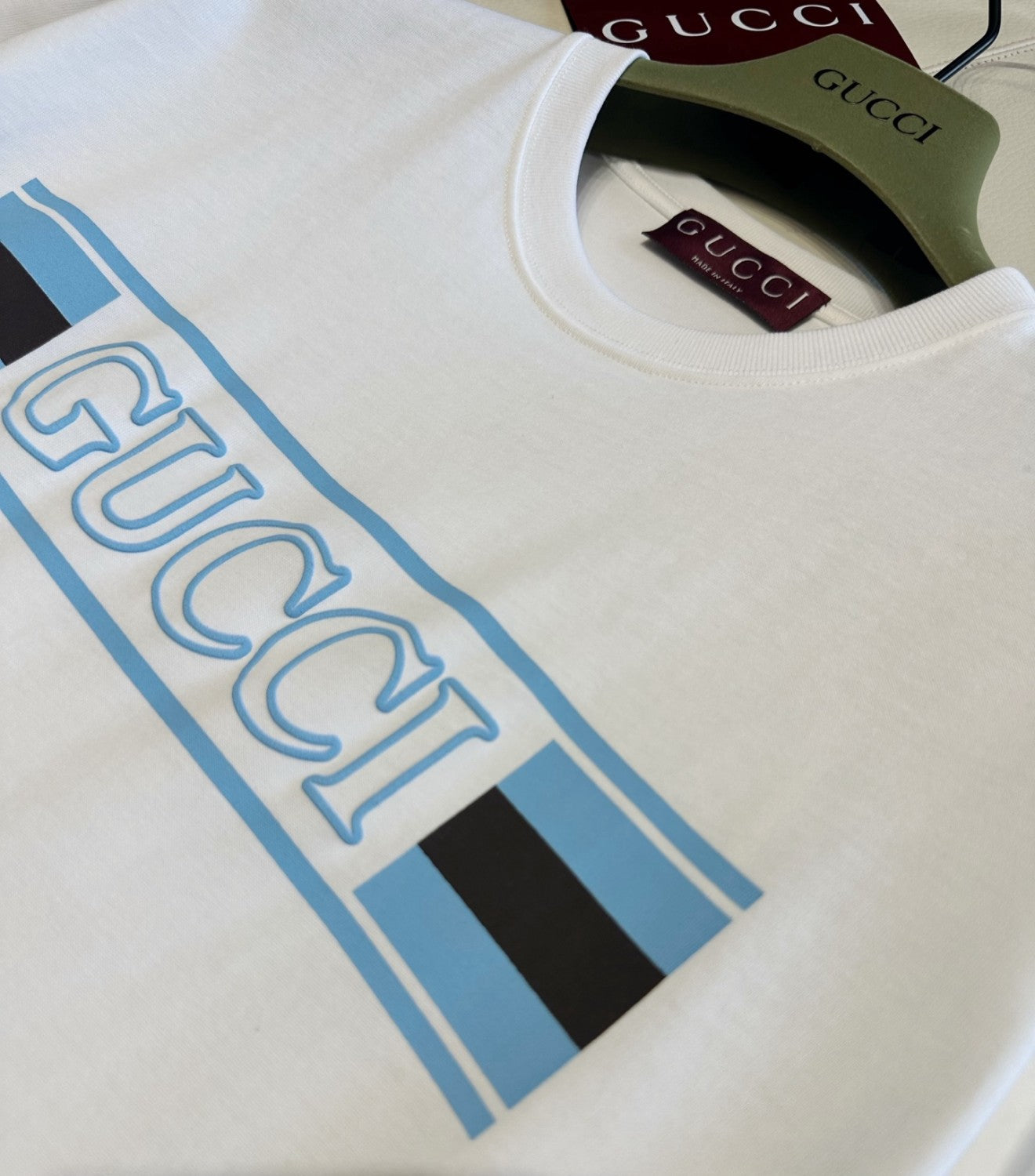 Gucci Men's Summer Logo Print Embroidery Solid Color Cotton Jersey Short Sleeve T-Shirt #76314
