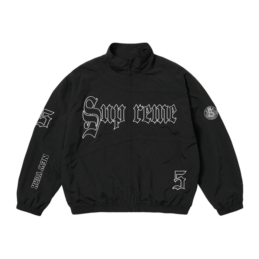 Supreme SS25 WEEK12 Old English Track Jacket Men's And Women's Spring/autumn Logo Pattern Patchwork Zipper Stand-up Collar Long-sleeved Jacket And Sweatpants Pants Set Suit #77832