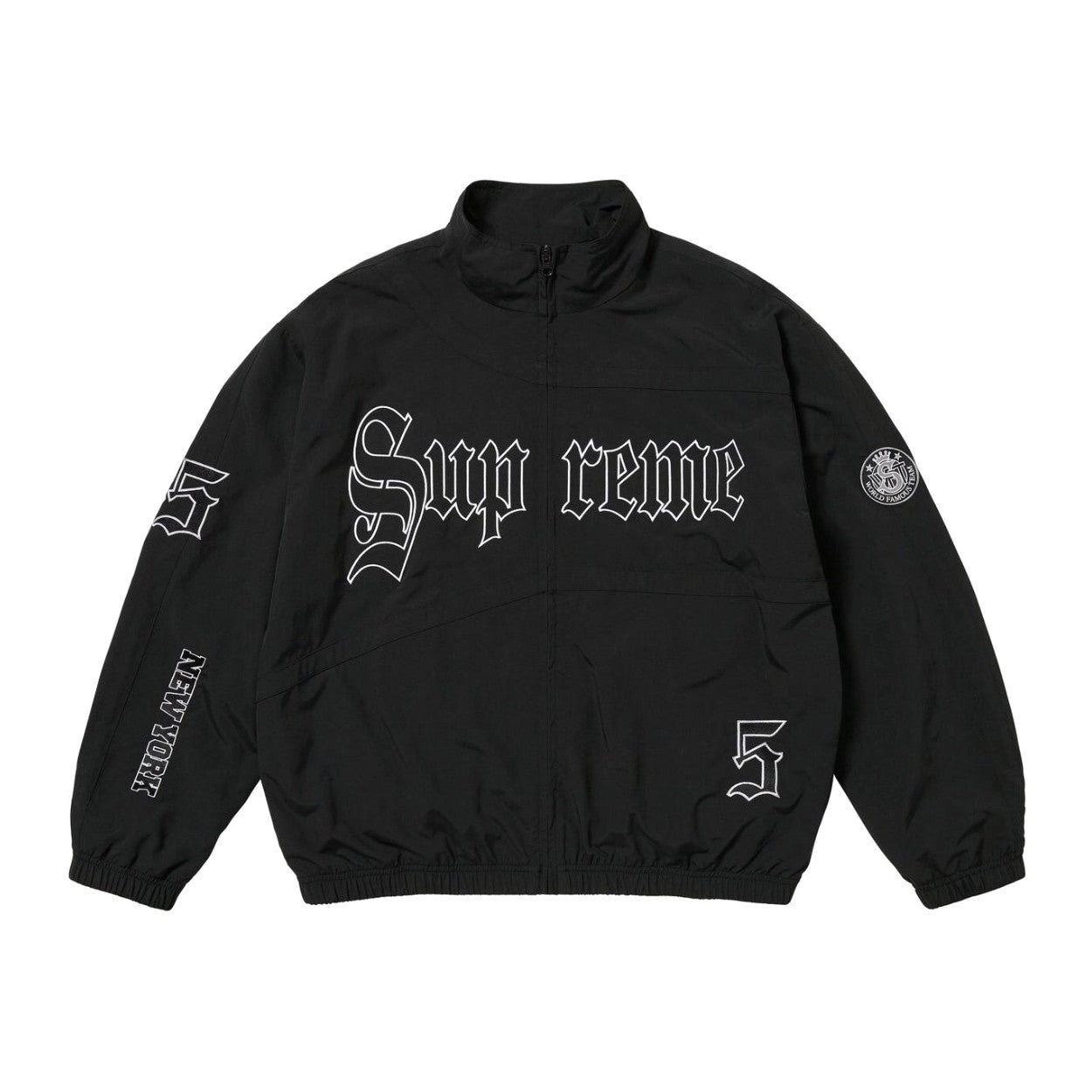 Supreme SS25 WEEK12 Old English Track Jacket Men's And Women's Spring/autumn Logo Pattern Patchwork Zipper Stand-up Collar Long-sleeved Jacket And Sweatpants Pants Set Suit #77832