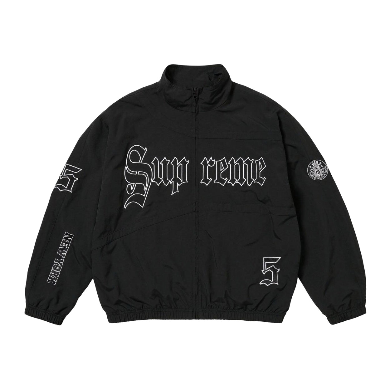 Supreme SS25 WEEK12 Old English Track Jacket Men's And Women's Spring/autumn Logo Pattern Patchwork Zipper Stand-up Collar Long-sleeved Jacket And Sweatpants Pants Set Suit #77832