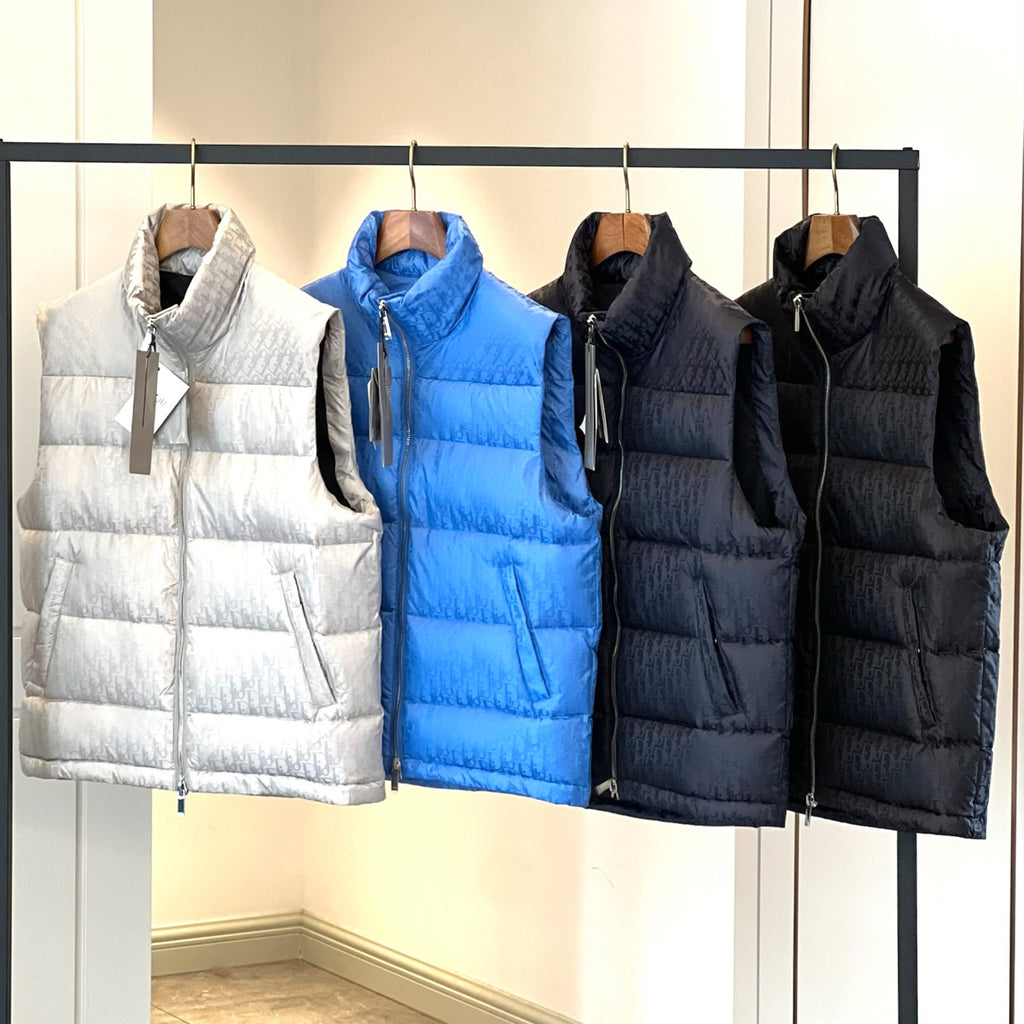 Dior Oblique Sleeveless Down Jacket Zip Puffer Vest Men's Autumn And Winter Fashion Trend Sleeveless Warm Jacket #96497