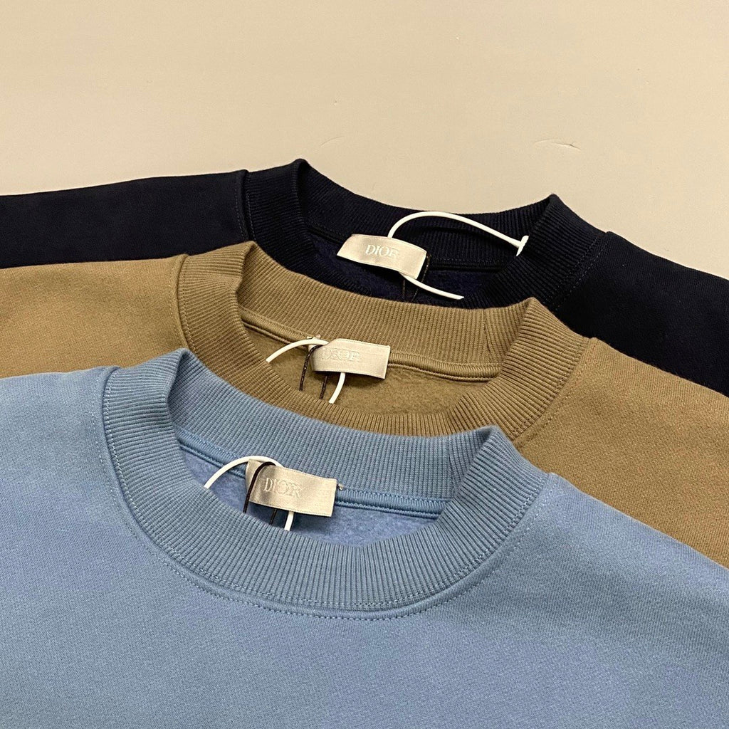 Dior Men's Spring and Autumn Solid Color Embroidery Letter Logo Round Neck Cotton Long Sleeve Sweatshirt Pullover #72911