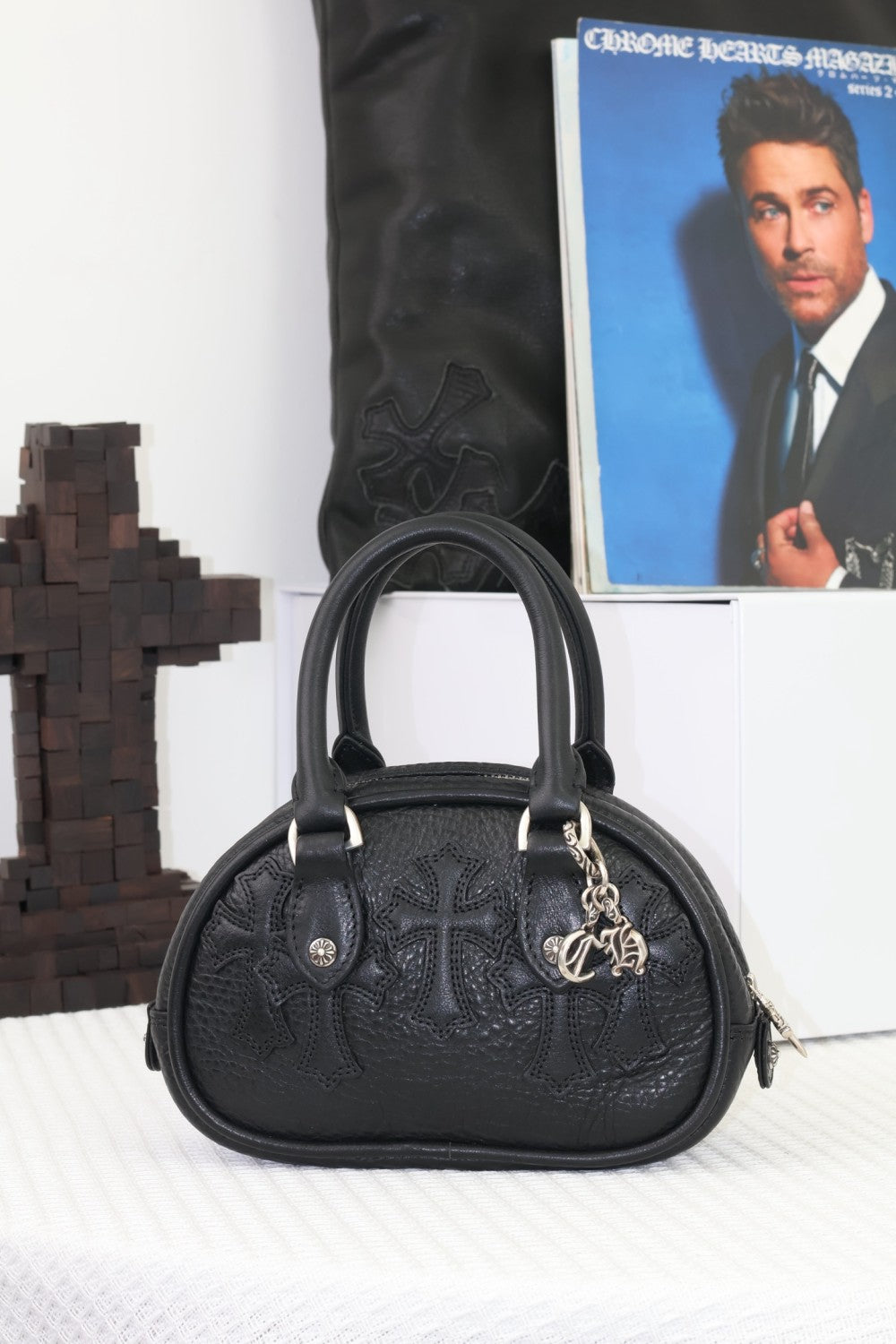 Chrome Hearts Cowhide Leather S925 sterling silver hardware accessories bag sword jacquard lining Bags #82507A