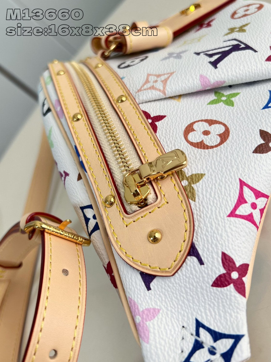 Louis Vuitton LV x TM High Rise Women's Colorful Monogrammed Zipper Closure Coated Canvas Leather Trimmed Belt Bag Bags #75436