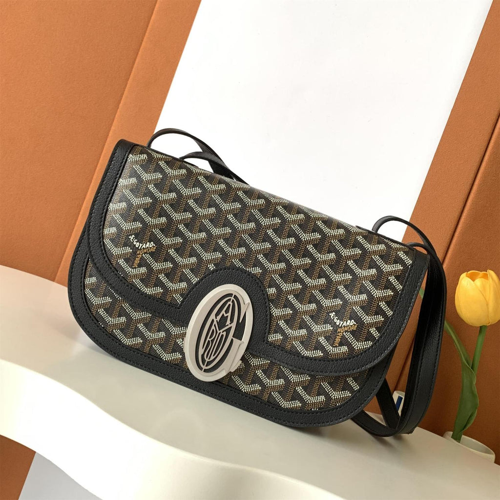 GOYARD Men's and Women's Old Flower Full Print Adjustable Shoulder Strap Canvas Patchwork Leather Flap Messenger Bag Shoulder Crossbody Bags #75318