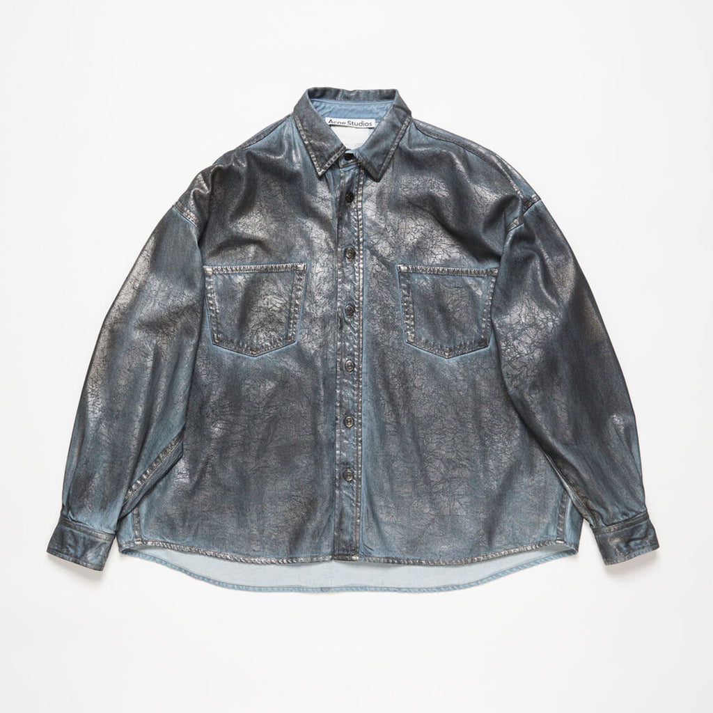 Acne Studios Men's Women's Spring And Autumn Loose Denim Long Sleeve Lapel Cotton Shirt Casual Straight Denim Pants Ngvp #9387