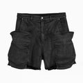 Rick Owens Men's Summer Mid Waist Zipper Loose Straight Waxed Casual Black Multi-Pocket Shorts Ngvp #8661