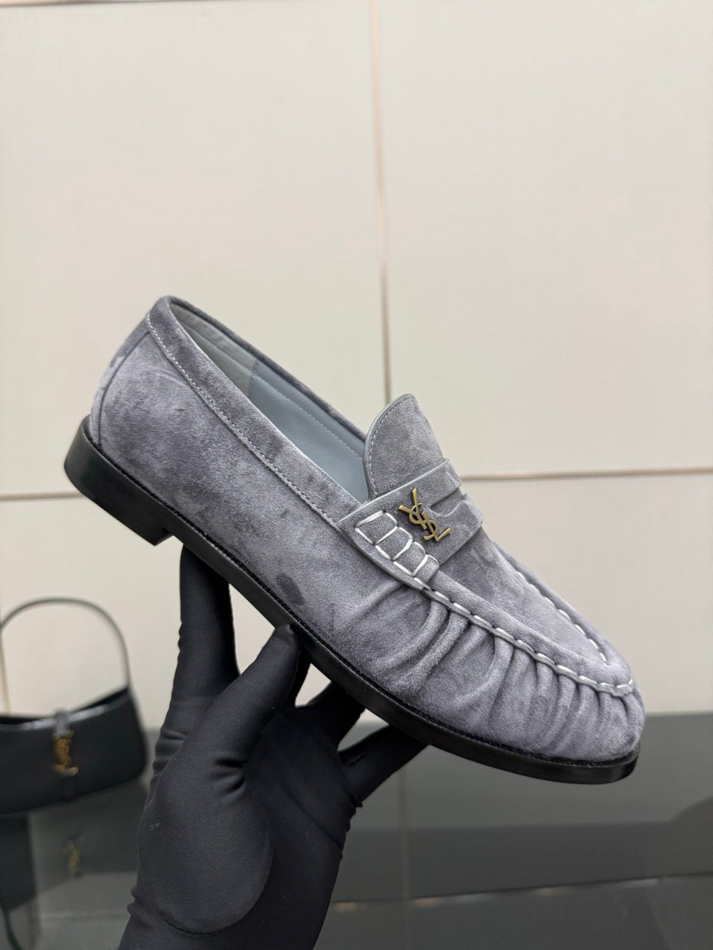 Saint Laurent Women's Autumn/Winter Fashion Casual Sheepskin Suede Round Toe Slip On Flat Loafers Casual Shoes #78376