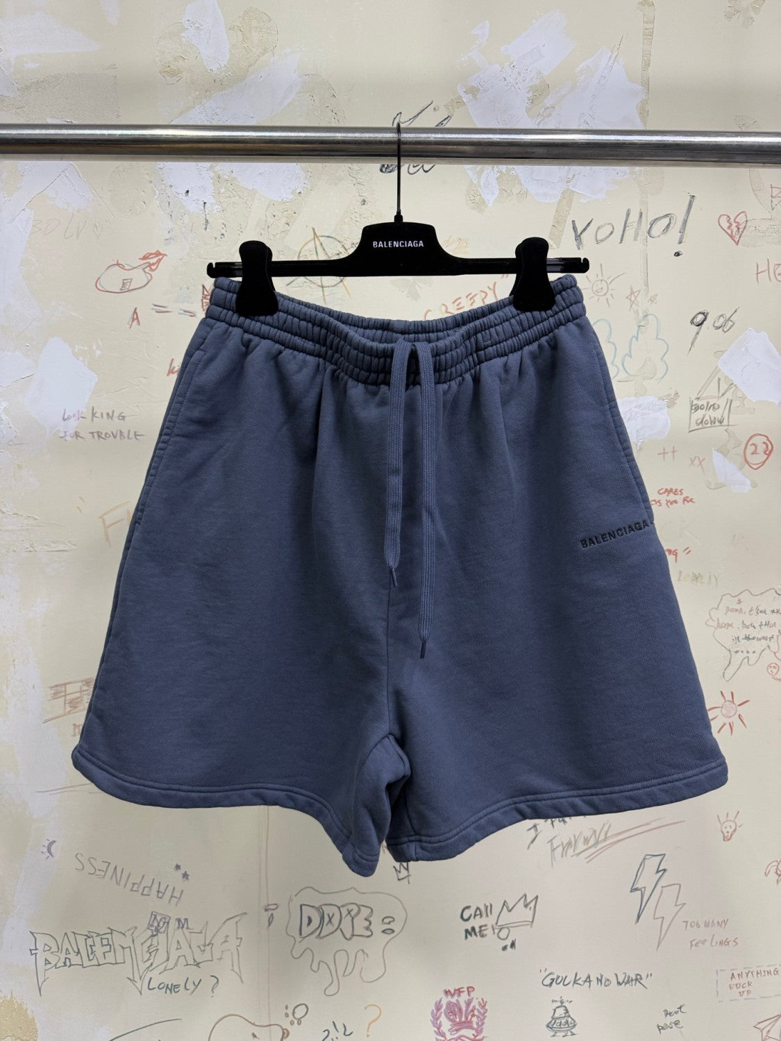 Balenciaga 25FW Men s Balenciaga Back Zipup Hoodie Regular Fit in Faded Dark Blue black Hoodie Shorts Set #332366