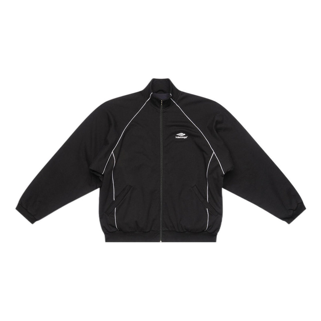 Balenciaga Men's Spring and Autumn Black Logo Printed Standing Collar Zipper Sports Jacket Loose Midriff Casual Pants Suit Set #73687