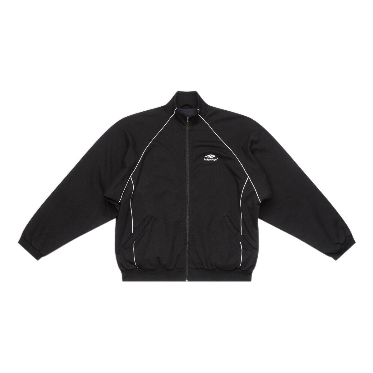 Balenciaga Men's Spring and Autumn Black Logo Printed Standing Collar Zipper Sports Jacket Loose Midriff Casual Pants Suit Set #73687