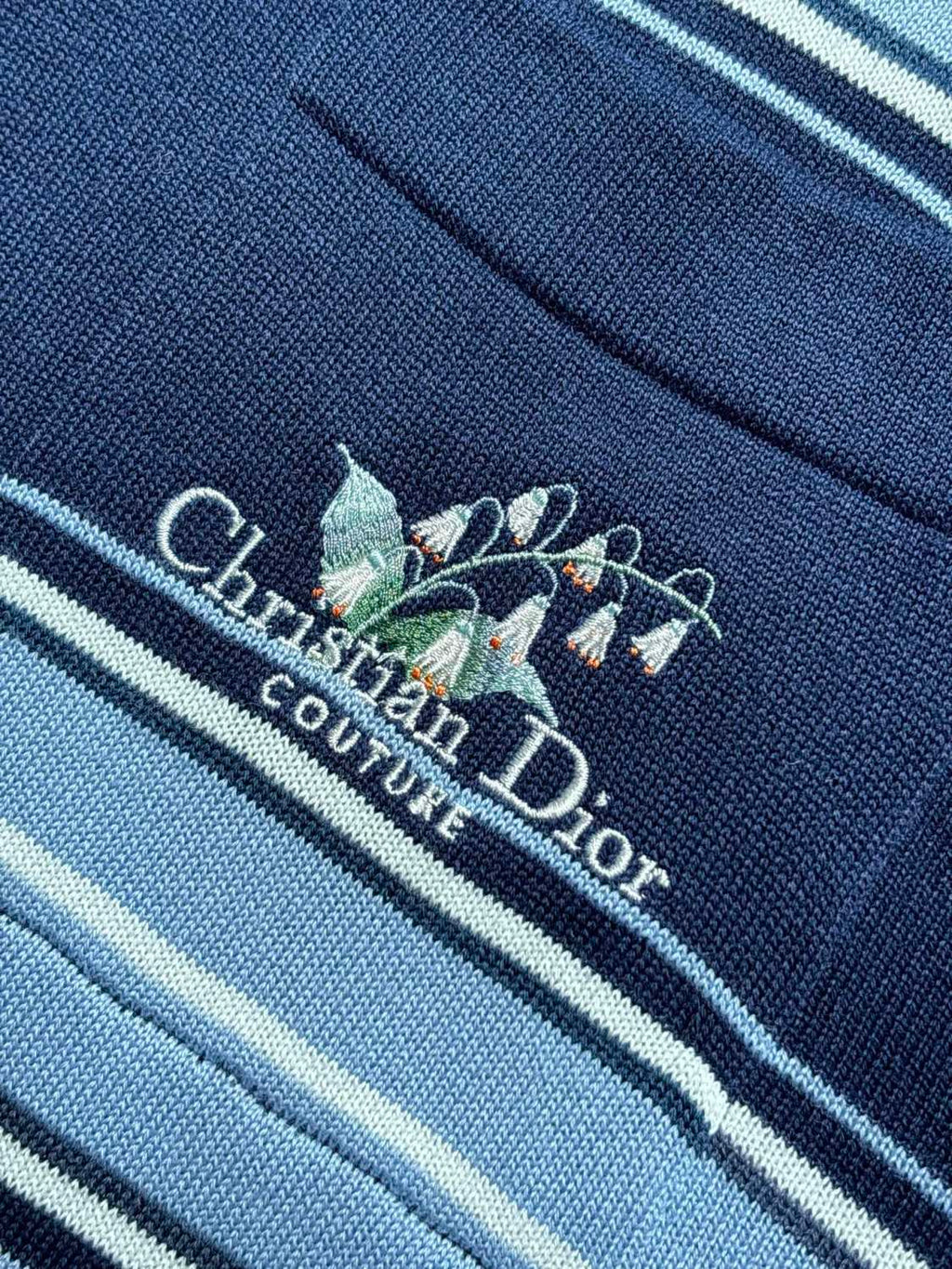Dior Men's Summer Blue Cotton Plain Knit Fabric Suzuran Embroidery Polo Neck Short Sleeve T-Shirt #76931