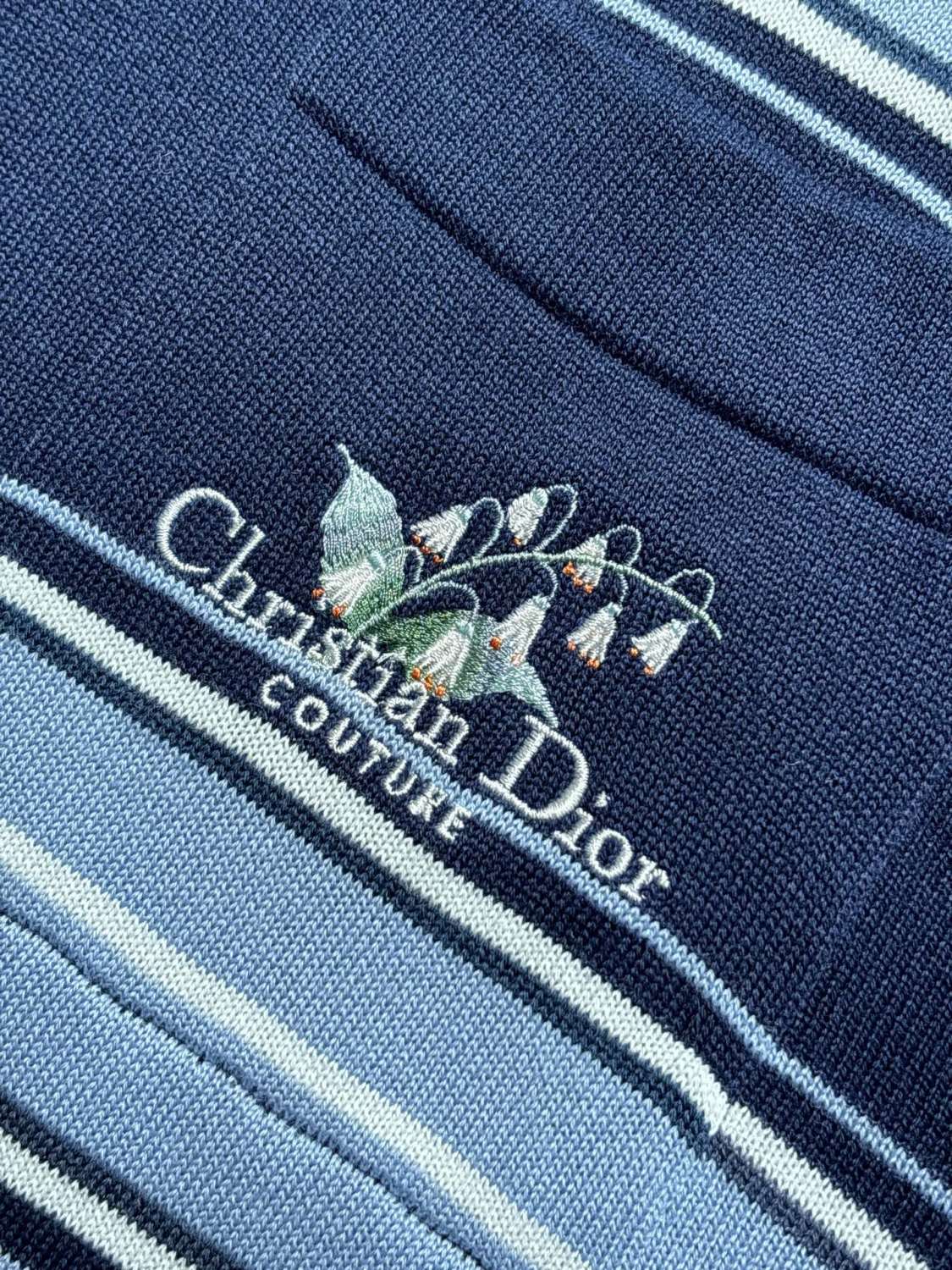 Dior Men's Summer Blue Cotton Plain Knit Fabric Suzuran Embroidery Polo Neck Short Sleeve T-Shirt #76931