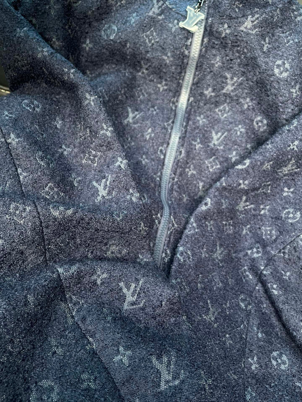 Louis Vuitton Monogram Sheep's Wool And Tweed Zip-up Belted Jacket #96733